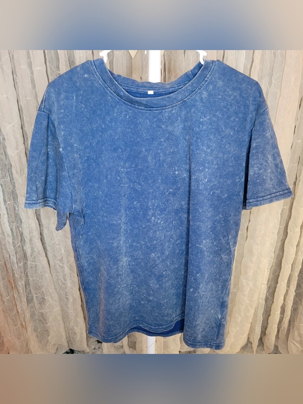 2-Piece Blue Mineral Acid Wash Matching Tee & High Rise Shorts Lounge Set XL - Picture 4 of 8